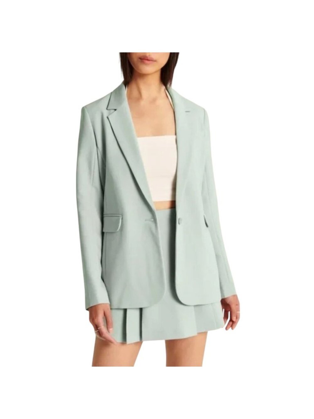 Abercrombie & Fitch Relaxed Suiting Blazer Mint Green Size M NWT Minimalist Cute